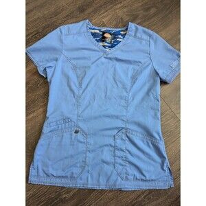 Dickies Essence Womens Medical Scrub Top Light Blue Pre-loved Size Small